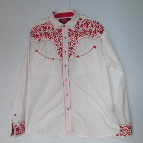 El Señor de los Cielos White Red Snap Mens Sz 2XL Cowboy Western Halloween - Picture 2 of 16